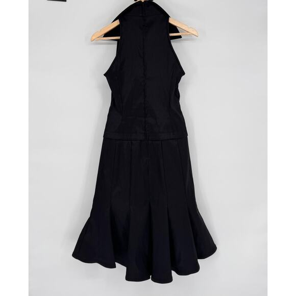 Tadashi Shoji VTG Ruched Bodice Tuxedo Dress Sz 6 Cocktail Gothic Glam Prom - Picture 2 of 9